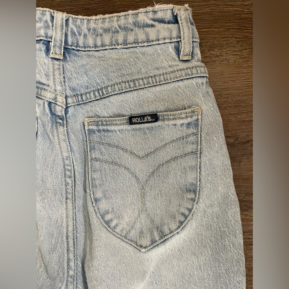 Rolla’s Jeans Women’s US 25 Dusters High Rise Slim Distressed Denim Blue Ripped - Picture 11 of 11